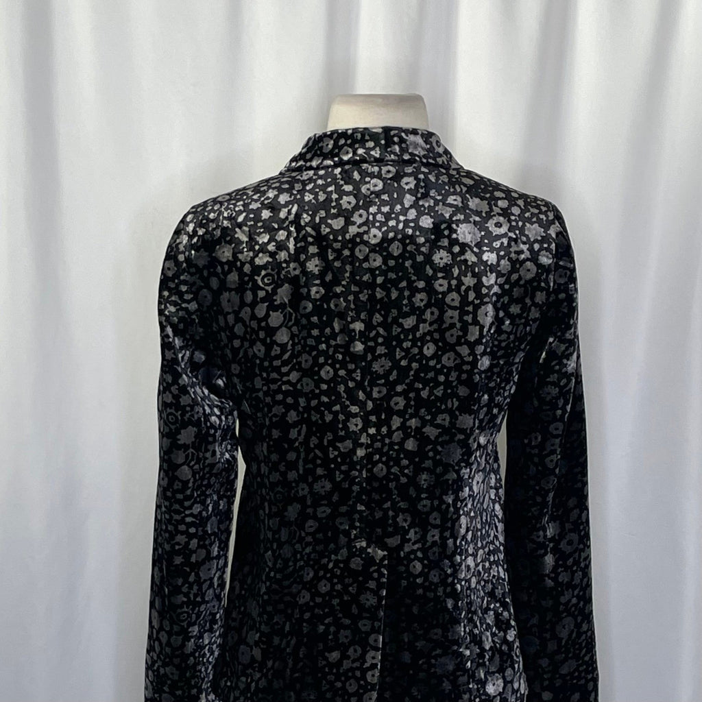 Anthropologie ELEVENSES Lumi Velvet Blazer Jacket Floral Black Silver Size 2