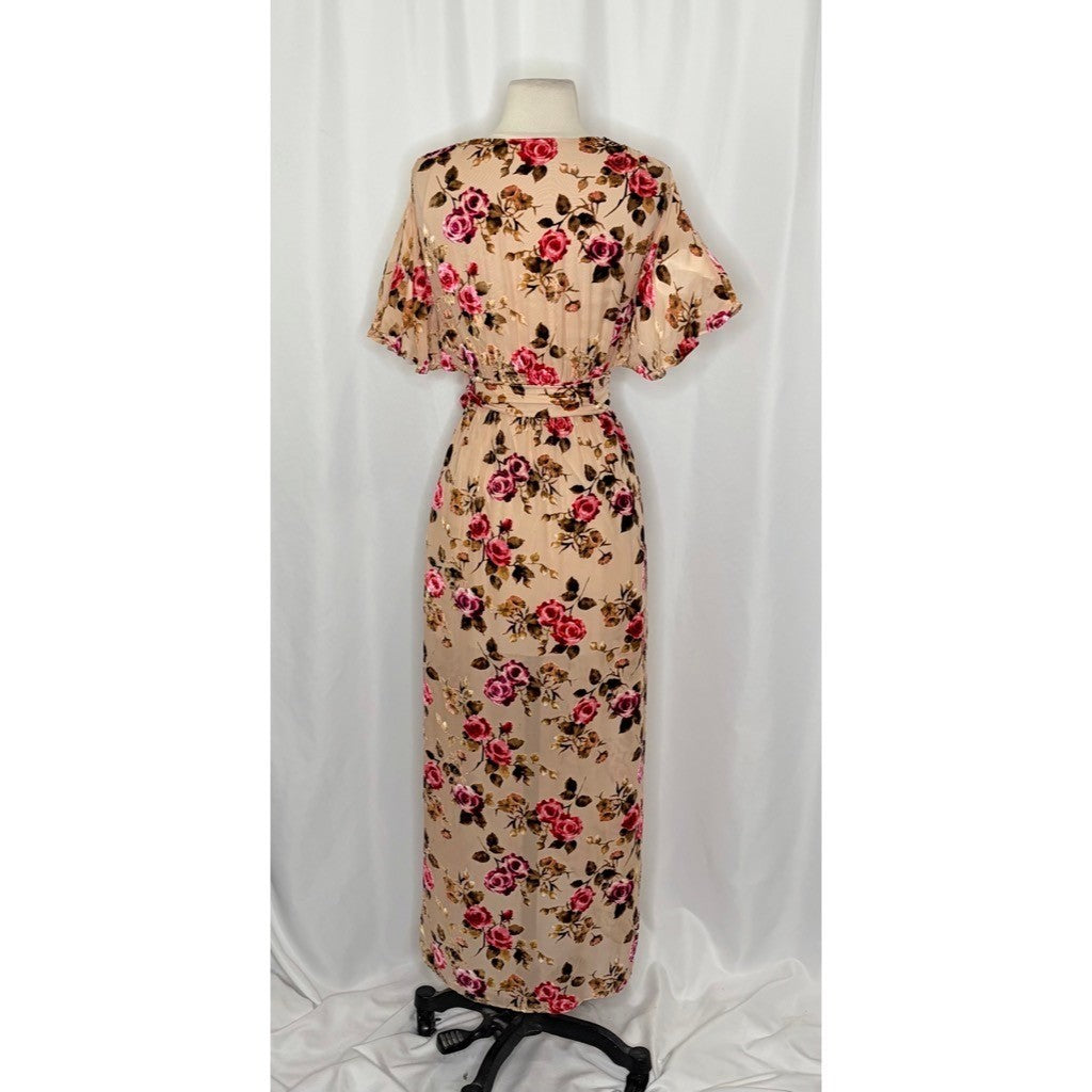ALICE + OLIVIA Clarine Floral Velvet Burnout Faux Wrap Midi Dress Size 0