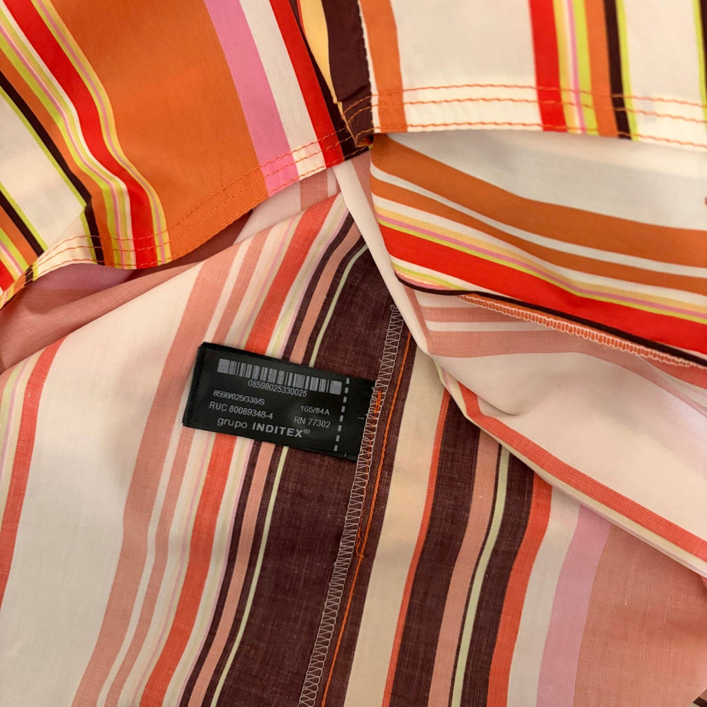 NWT!! ZARA Colorful Striped Buttondown Shirt Top Cotton Notch Collar Small