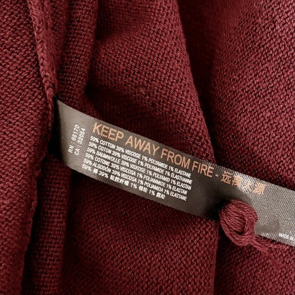 By ANTHROPOLOGIE Pointelle Long Cardigan Sweater Purple Burgundy Cottage Medium