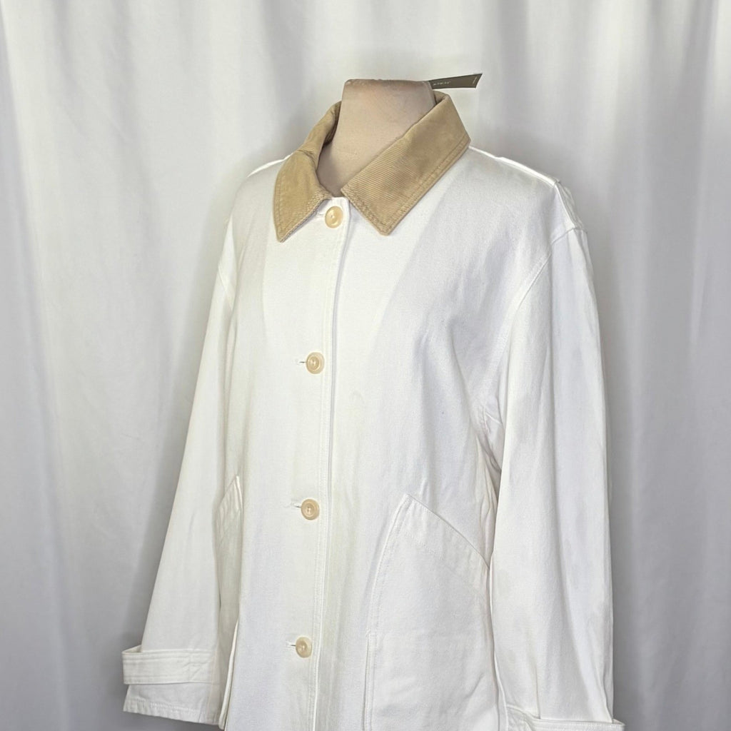 NWT!! J. CREW Barn Jacket Canvas Ivory Corduroy Collar Pockets Outdoors X-Large