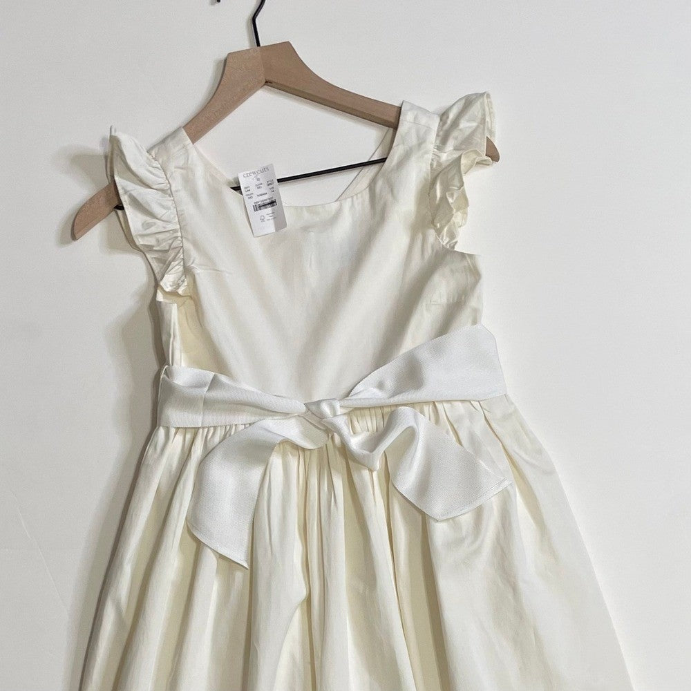 NWT! Girl's J. CREW Crewcuts Flutter Sleeve Dress Ivory Midi Maxi Ruffle Size 14