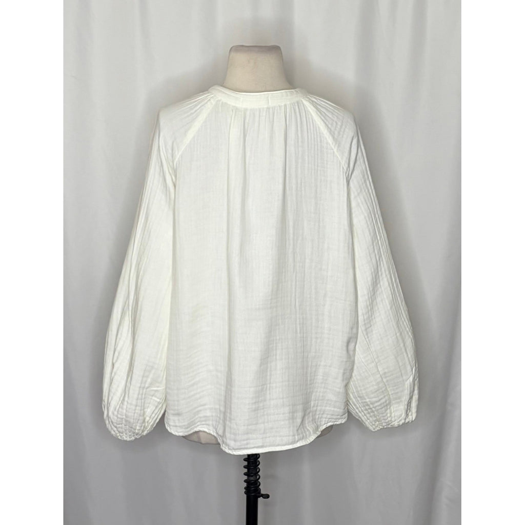 CP SHADES Swingy Gauze Off White Top Blouse Coastal Raglan Gauzy Solid X-Small