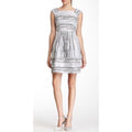YOANA BARASCHI Silver Baccarat Herringbone Print Dress Fit N' Flare Size 0
