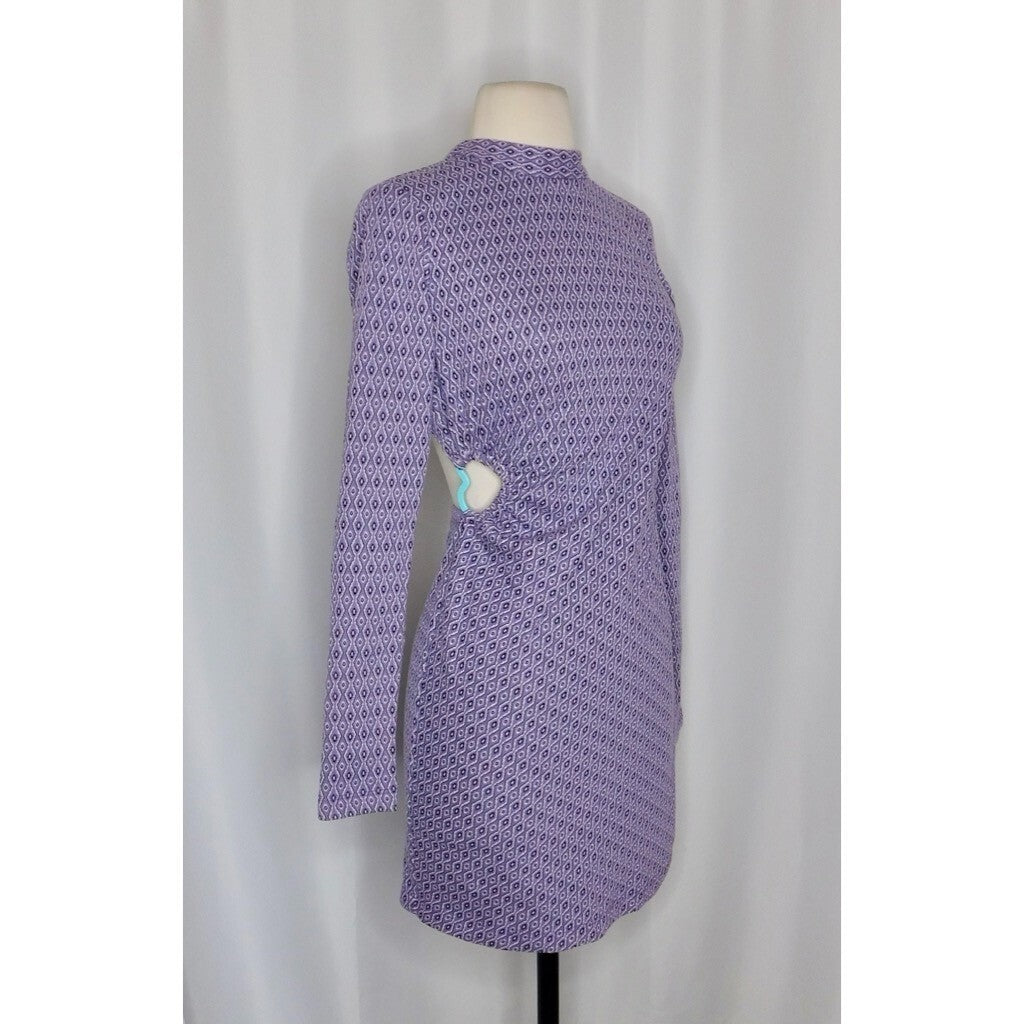 ZARA Lilac Jacquard Open Back Mini Dress Heart Detail Retro Knit Purple Small