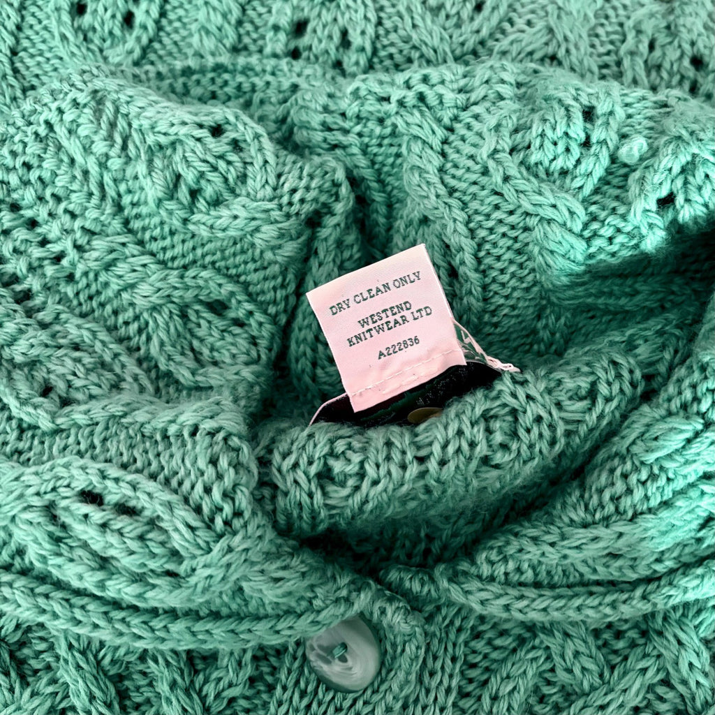 ARANCRAFTS Aran Crafts Merino Wool Green Cardigan Sweater Ireland Medium