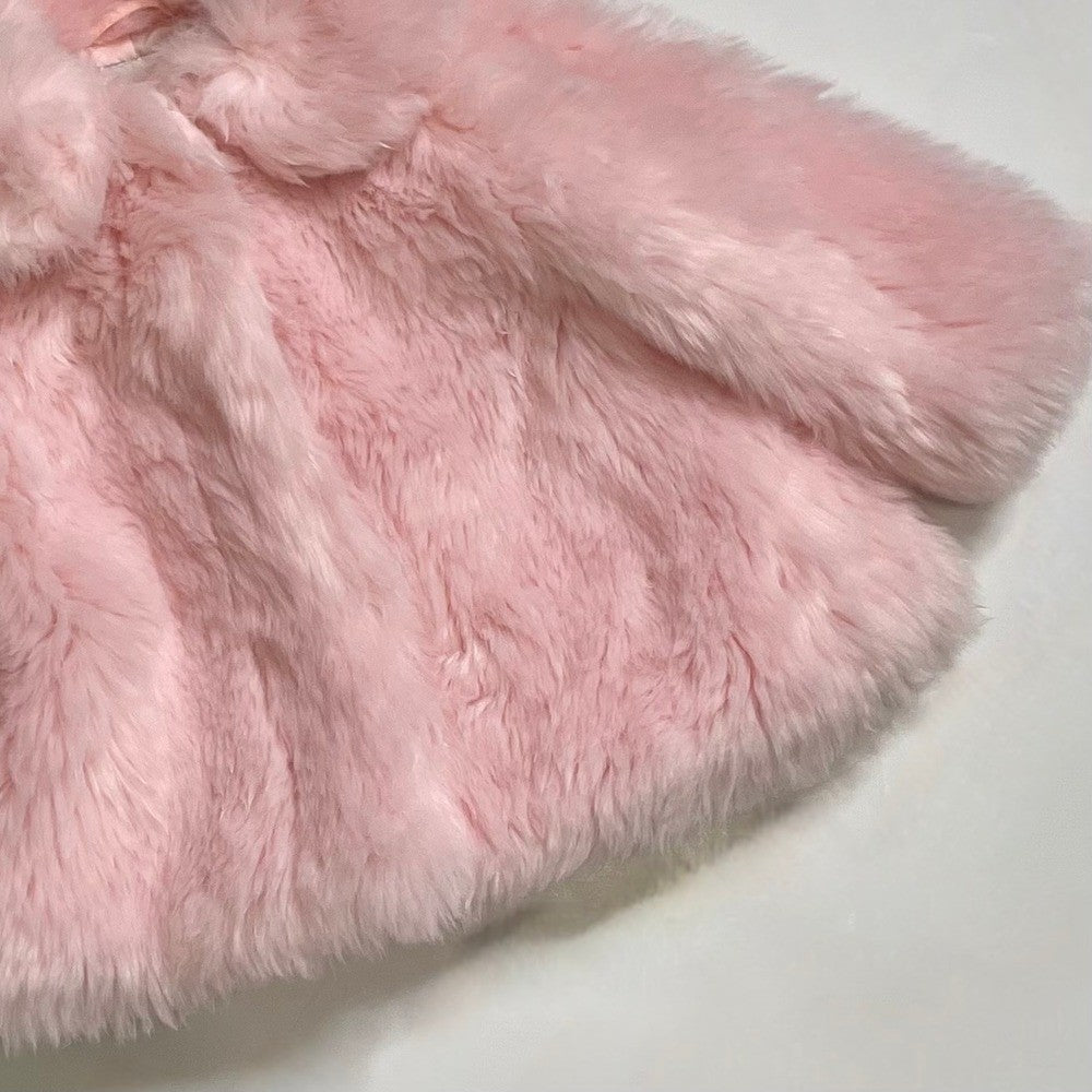 Girls JANIE AND JACK Pink Faux Fur Coat The Flute Line 2020 12-18 Months