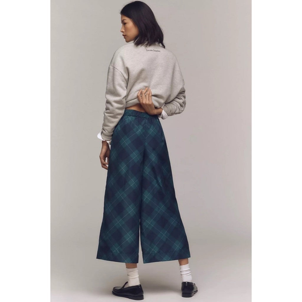 NWT!! Anthropologie MAEVE Taffeta Printed Cropped Wide-Leg Pants Academia Medium