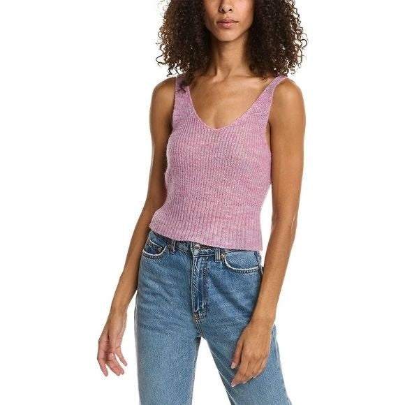 Revolve MONROW Two Piece Twinset Cardigan Tank Sweater Wool Mohair Purple XS