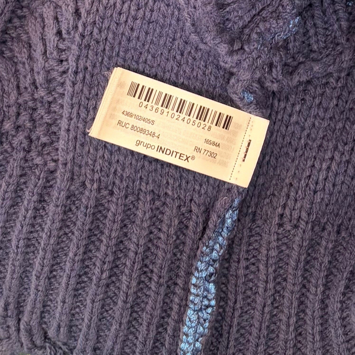 ZARA Metallic Blue Cropped Sweater Cableknit Distressed Cable Knit Crop Small
