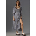 NWT!! By ANTHROPOLOGIE Long Sleeve Sweetheart Midi Dress Blue White Striped XS