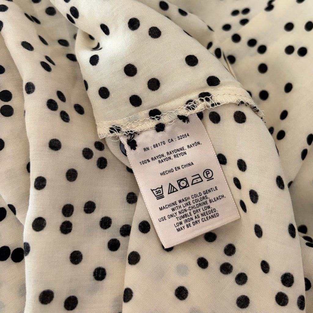 Anthropologie MAEVE Bagatelle Buttondown Shirt Ivory Black Polka Dot Pockets 10