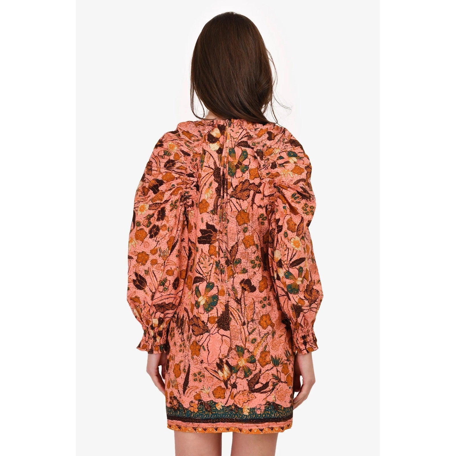 ULLA JOHNSON Devya Dress Blush Pink Floral Mini Ruffled Balloon Sleeve Size 4