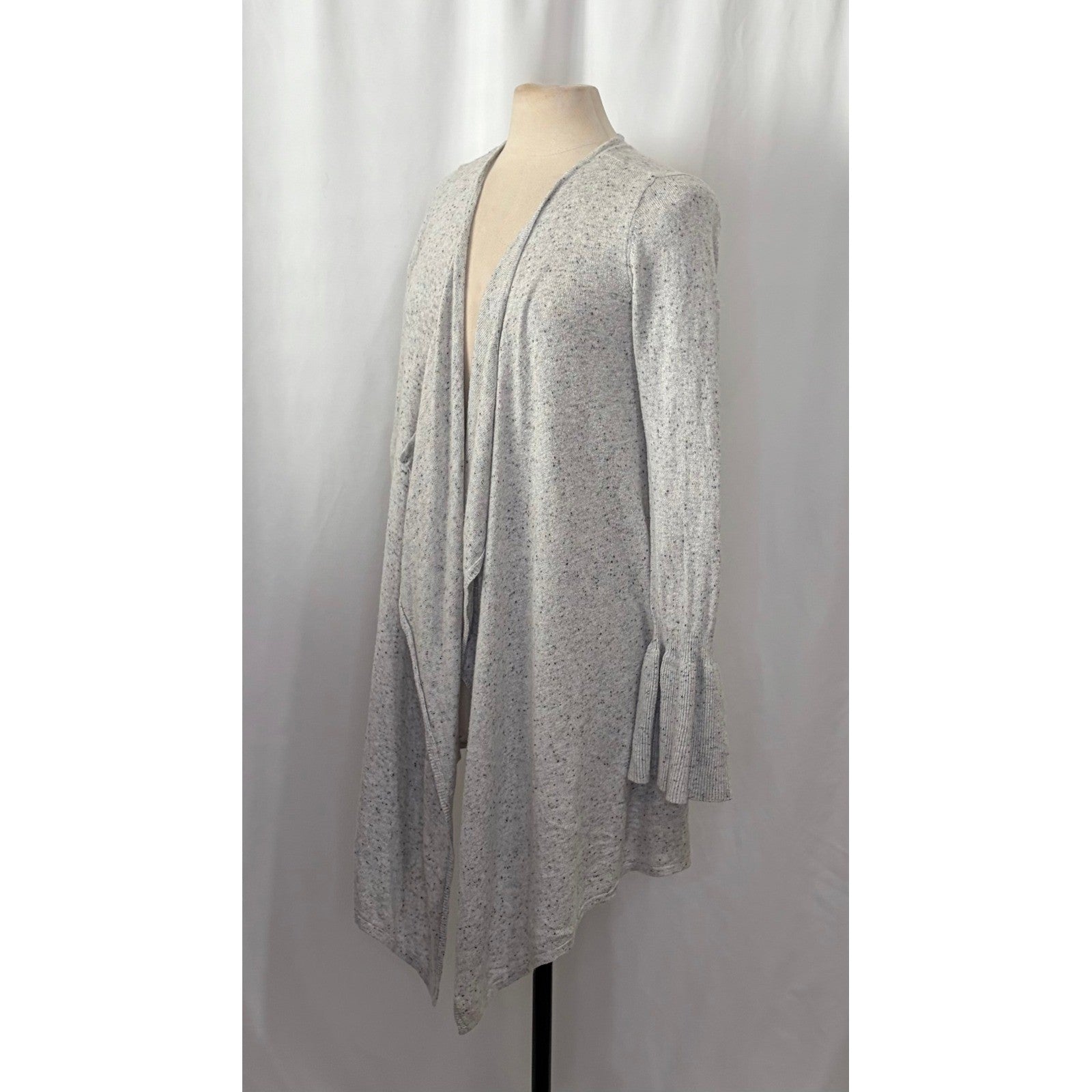 Anthropologie MOTH Gray Lyra Bell Sleeve Waterfall Cardigan Sweater Medium