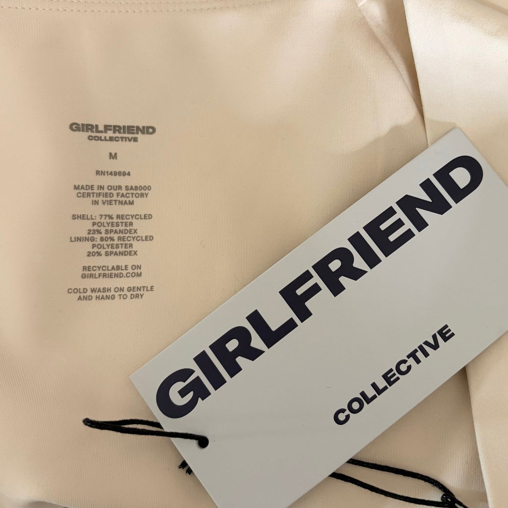 NWT!! GIRLFRIEND COLLECTIVE Kinsley Ivory Long Sleeve Cropped Top Medium