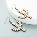 NEW Boho Cactus White Beaded Saguaro Drop Earrings Cacti Western Desert
