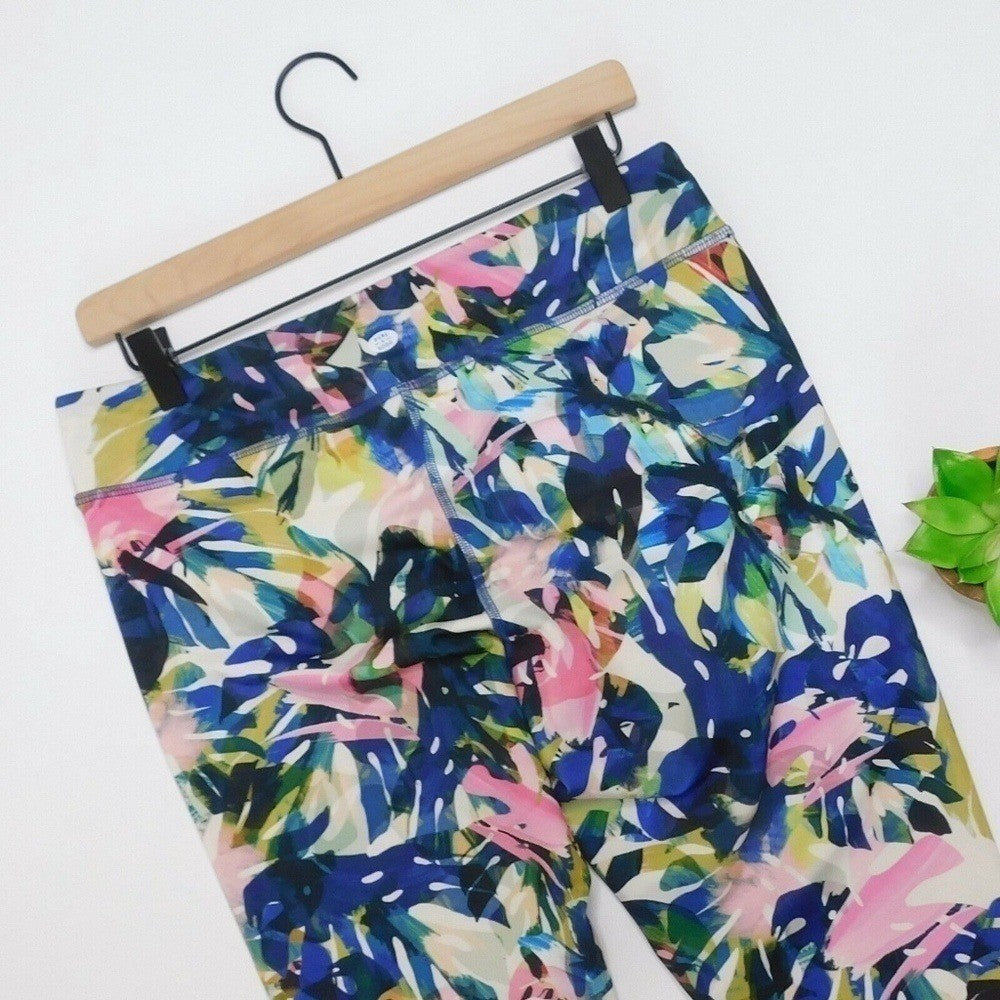 NWT! Anthropologie PURE + GOOD Crop Floral Legging Palm Tropical X-Large