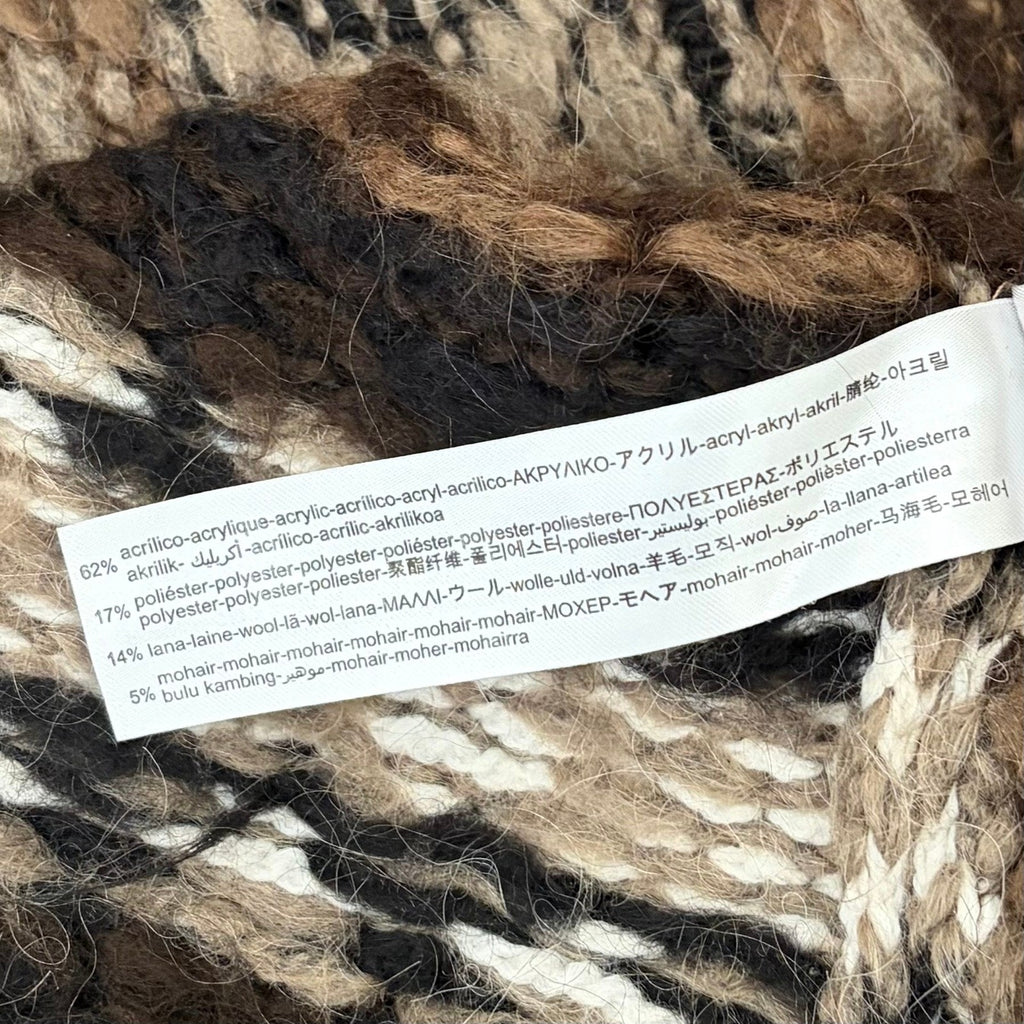 ZARA Fairisle Wool Mohair Cardigan Sweater Oversized Jacquard Knit Shawl Medium