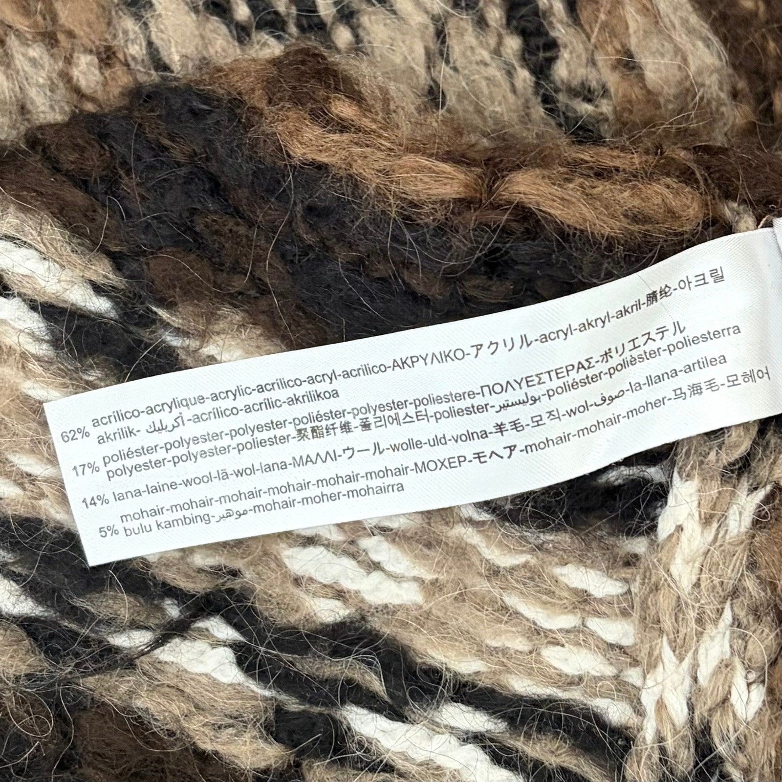 ZARA Fairisle Wool Mohair Cardigan Sweater Oversized Jacquard Knit Shawl Medium