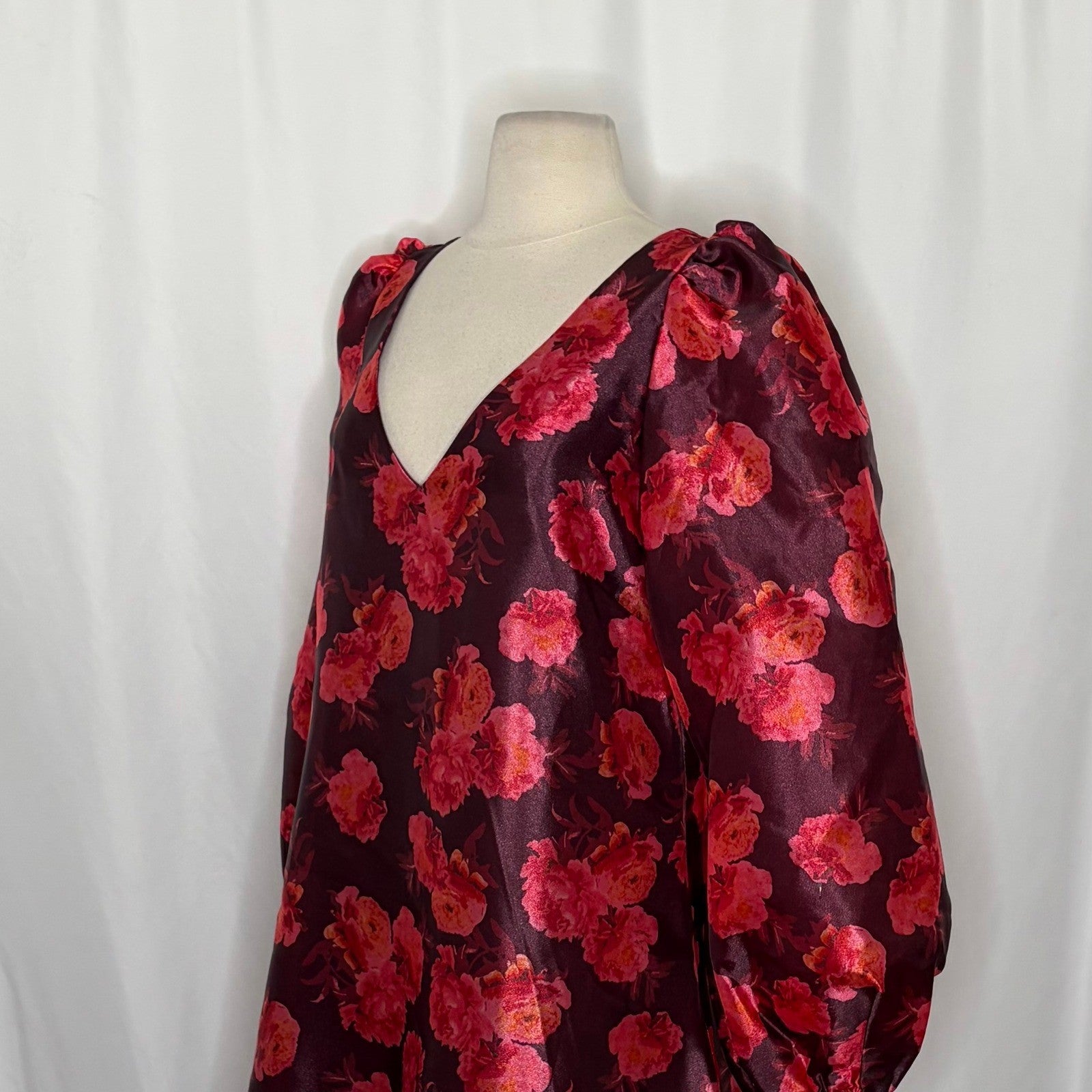 NWT!! Anthropologie BHLDN Aliana V Neck Floral Organza Mini Dress Large