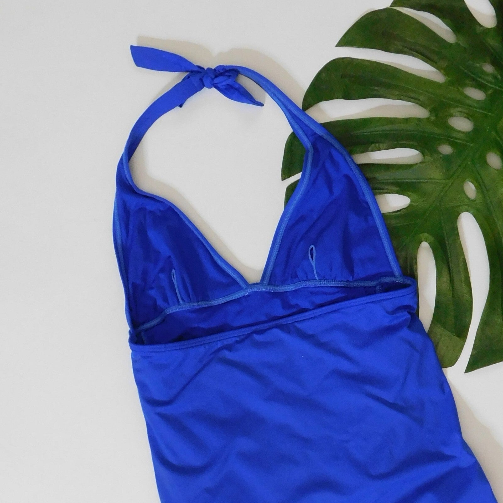 JUICY COUTURE Blue Miss Divine Hearts Pinup One Piece Halter Swimsuit Large