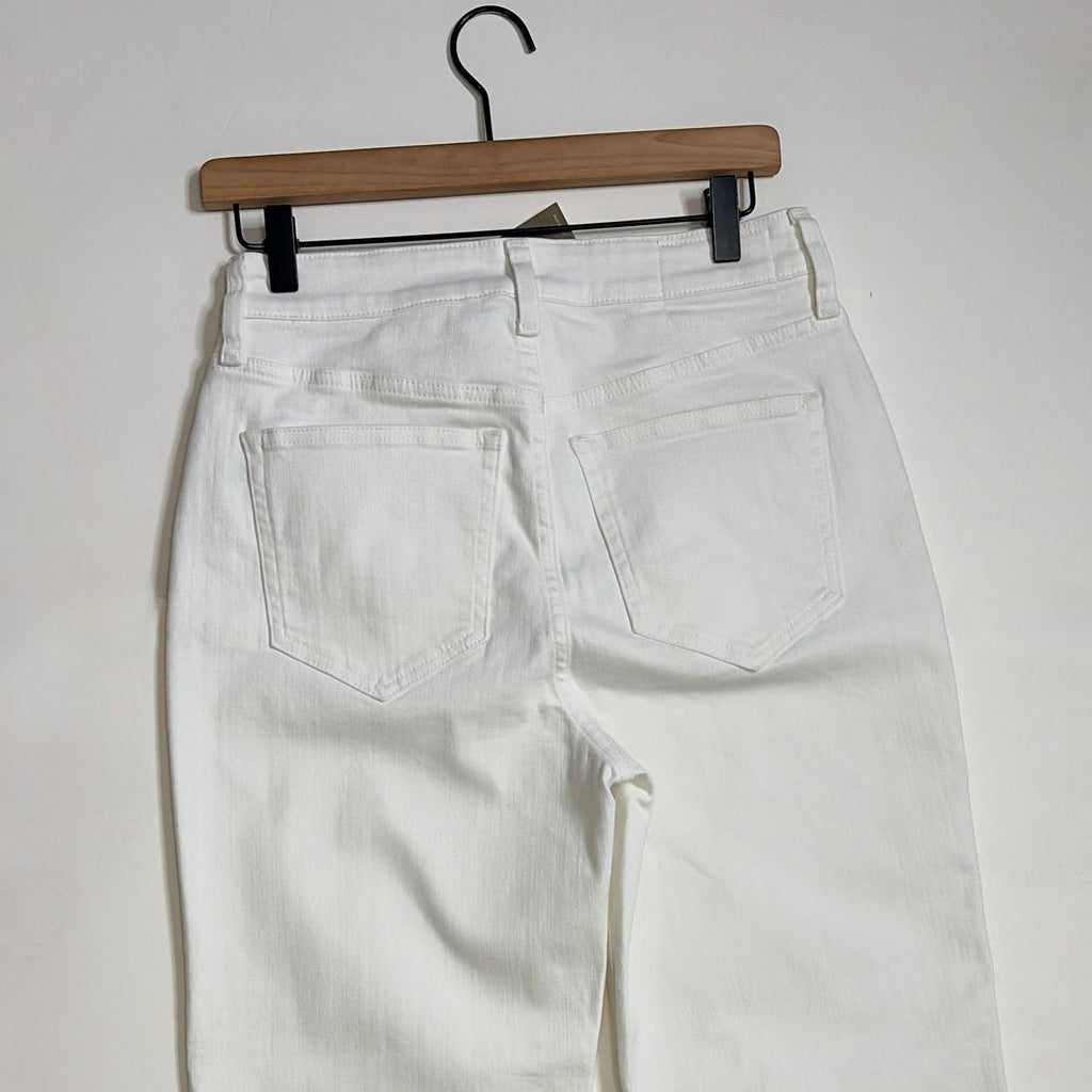NWT!! J. CREW Curvy Slim Wide Denim Jeans Solid White Raw Hems Stretch Size 27