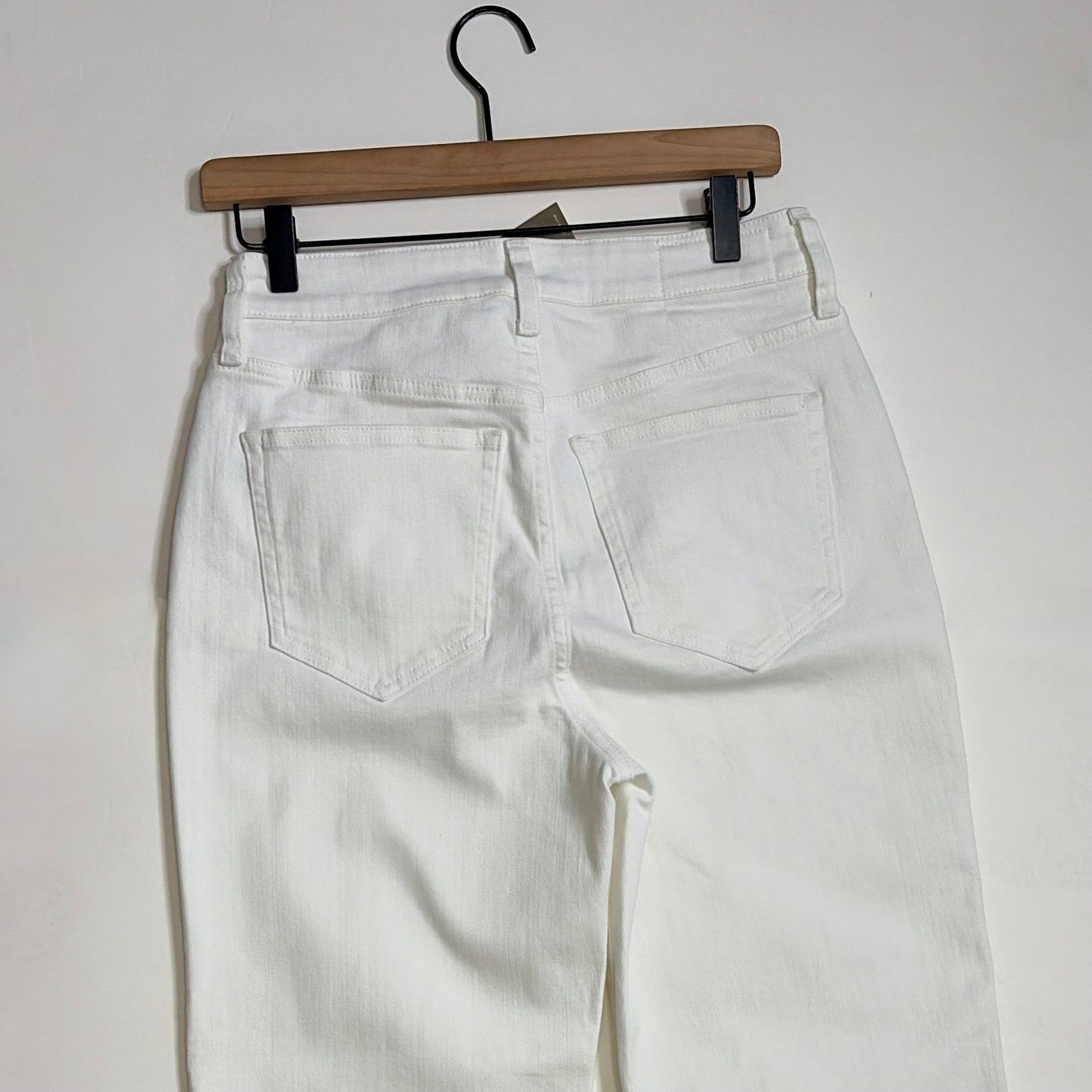 NWT!! J. CREW Curvy Slim Wide Denim Jeans Solid White Raw Hems Stretch Size 27