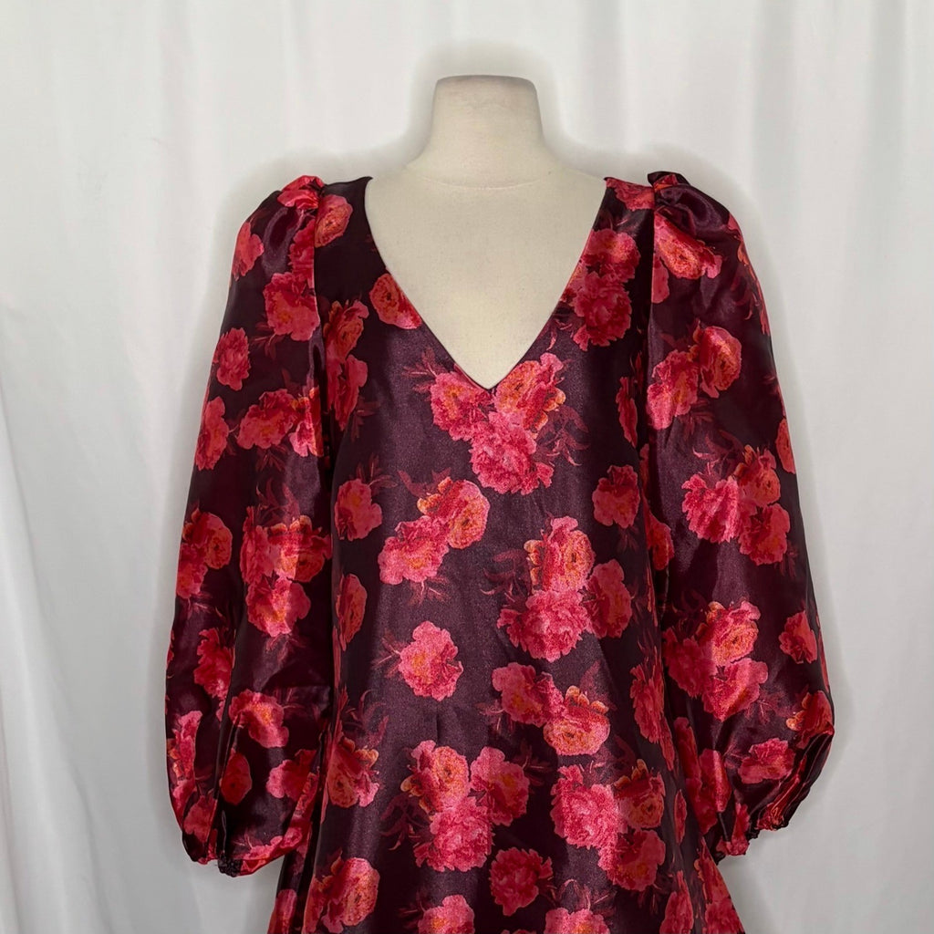 NWT!! Anthropologie BHLDN Aliana V Neck Floral Organza Mini Dress Large