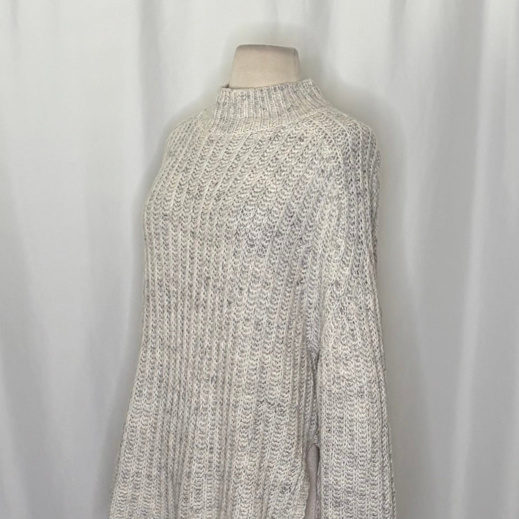 Anthropologie PILCRO Textured Tunic Sweater Gray Marled Knit Wool Linen Medium