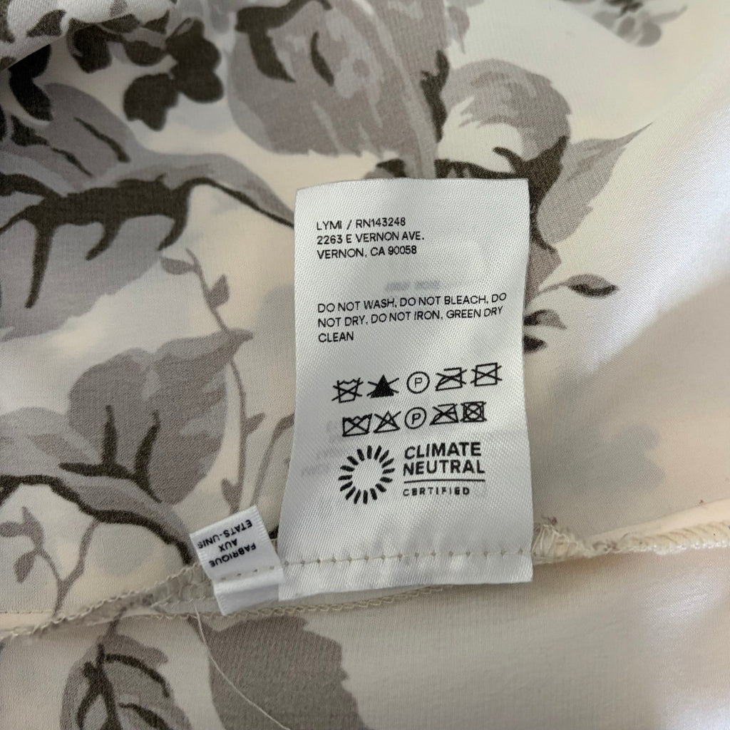 REFORMATION Silk Floral Print Blouse Top Buttondown Cream Brown Chic Large