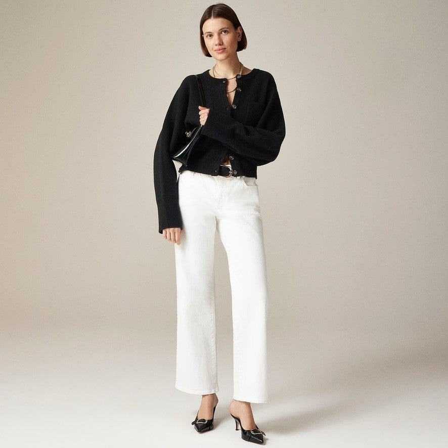 NWT!! J. CREW Lower Rise Full Length Slim Wide Jeans Solid White Retro Size 24