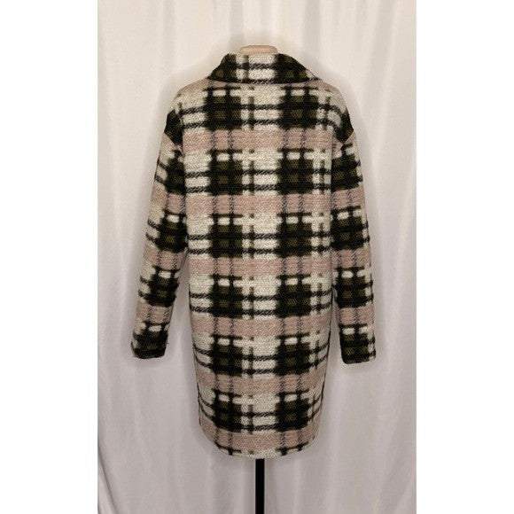 Anthropologie EVA FRANCO Dean Plaid Coat Wool Blend Pockets Double Breast Small