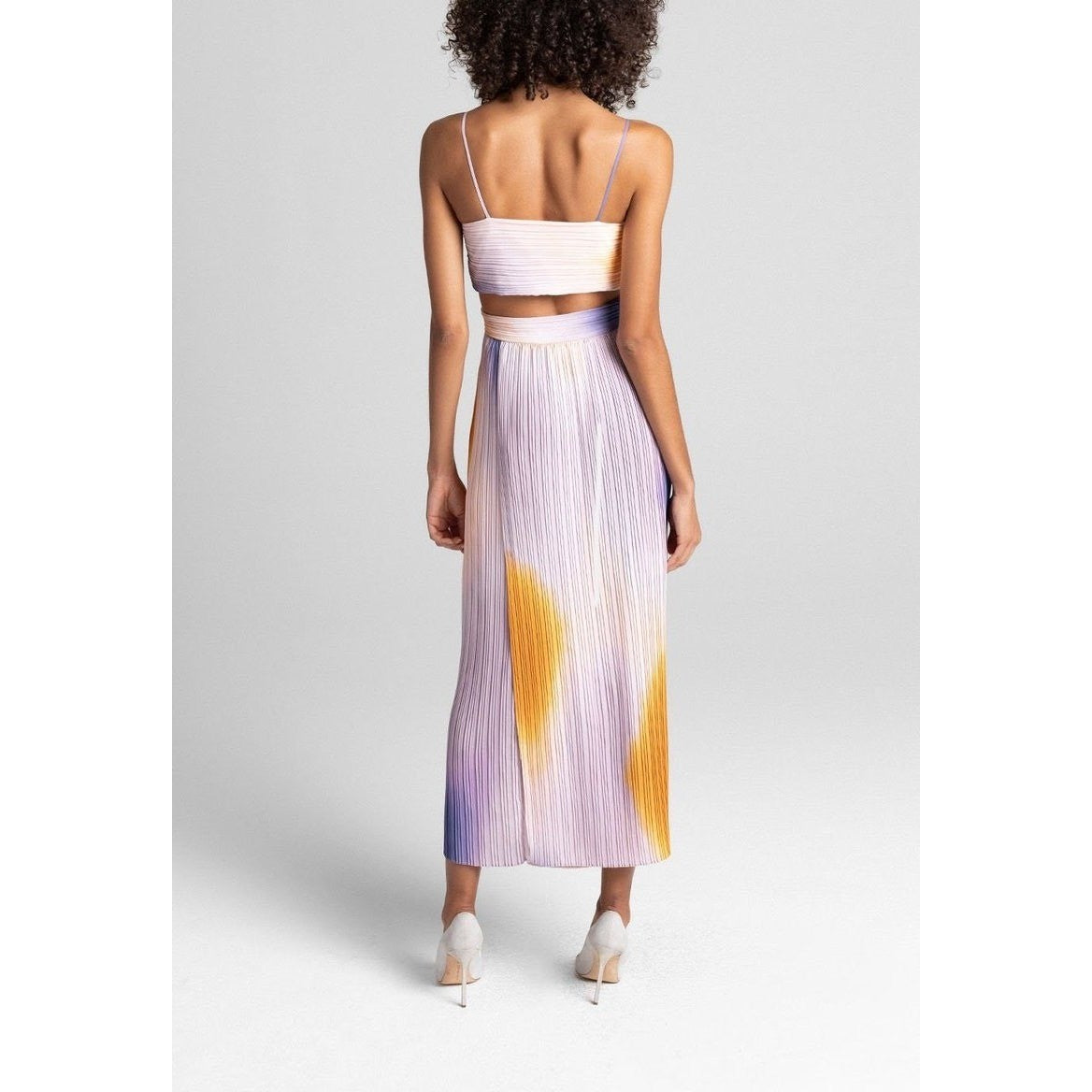 Revolve A.L.C. Sienna Dress Pastel Ombré Pleated Midi Dress Faux Wrap Size 6