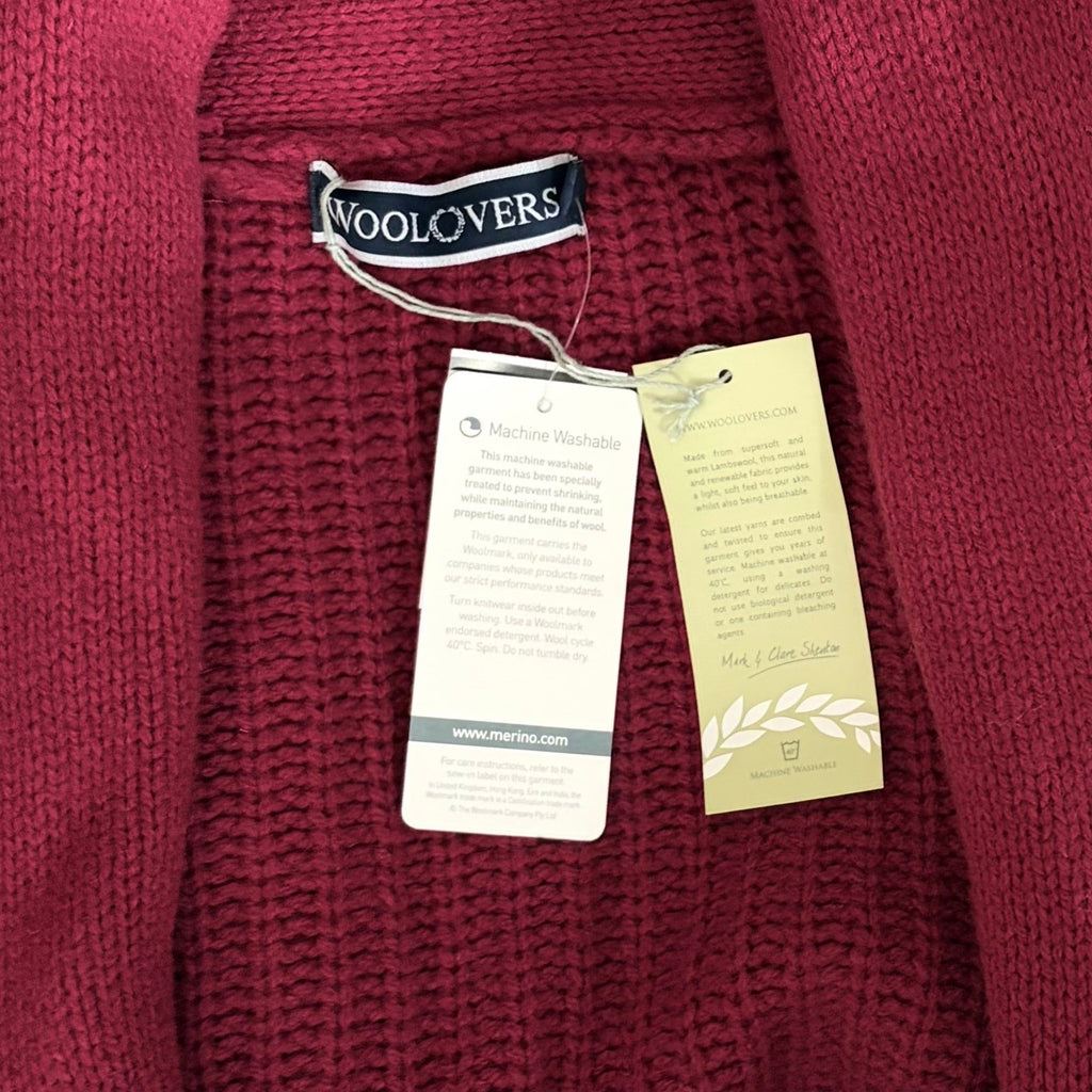 NWT!! WOOLOVERS Lambswool Shrug Cosy Cardigan Sweater Purple Wine Knit X-Large