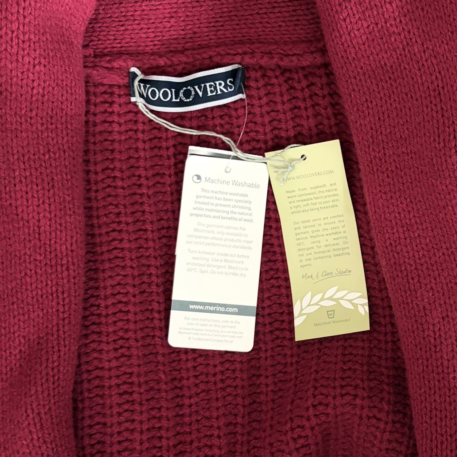 NWT!! WOOLOVERS Lambswool Shrug Cosy Cardigan Sweater Purple Wine Knit X-Large