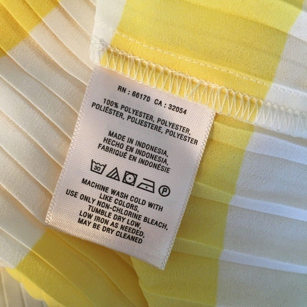 Anthropologie MAEVE Citron Stripe Pleated Tank Top Blouse Swingy Yellow Size 8