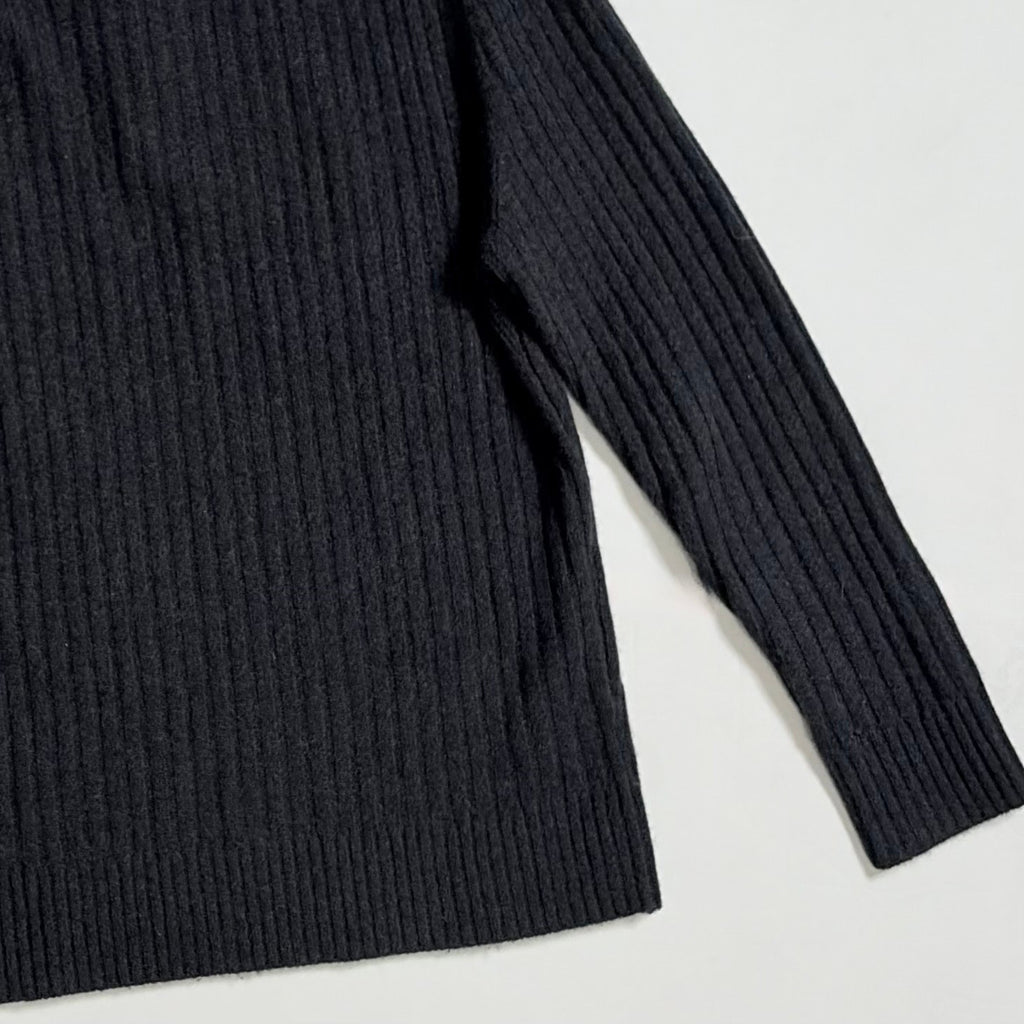 Men's GARNET HILL Washable Cashmere Ribbed Quarter Zip Sweater Charcoal Gray S