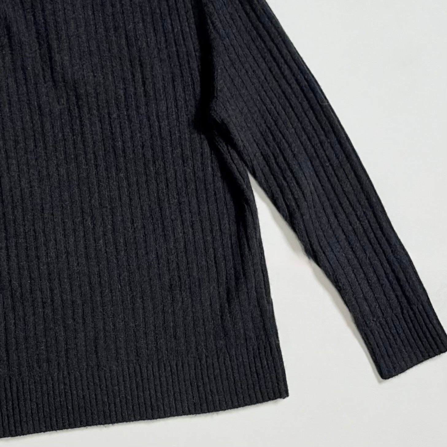 Men's GARNET HILL Washable Cashmere Ribbed Quarter Zip Sweater Charcoal Gray S
