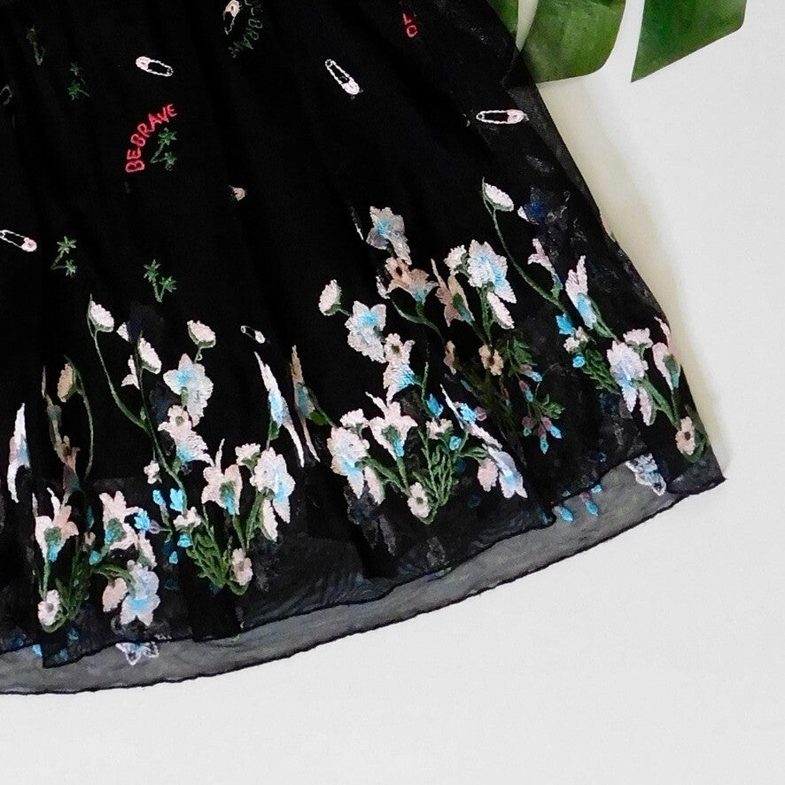 PATRIZIA PEPE Embroidered Tulle Top Strapless Floral Punk Size 40 US 4