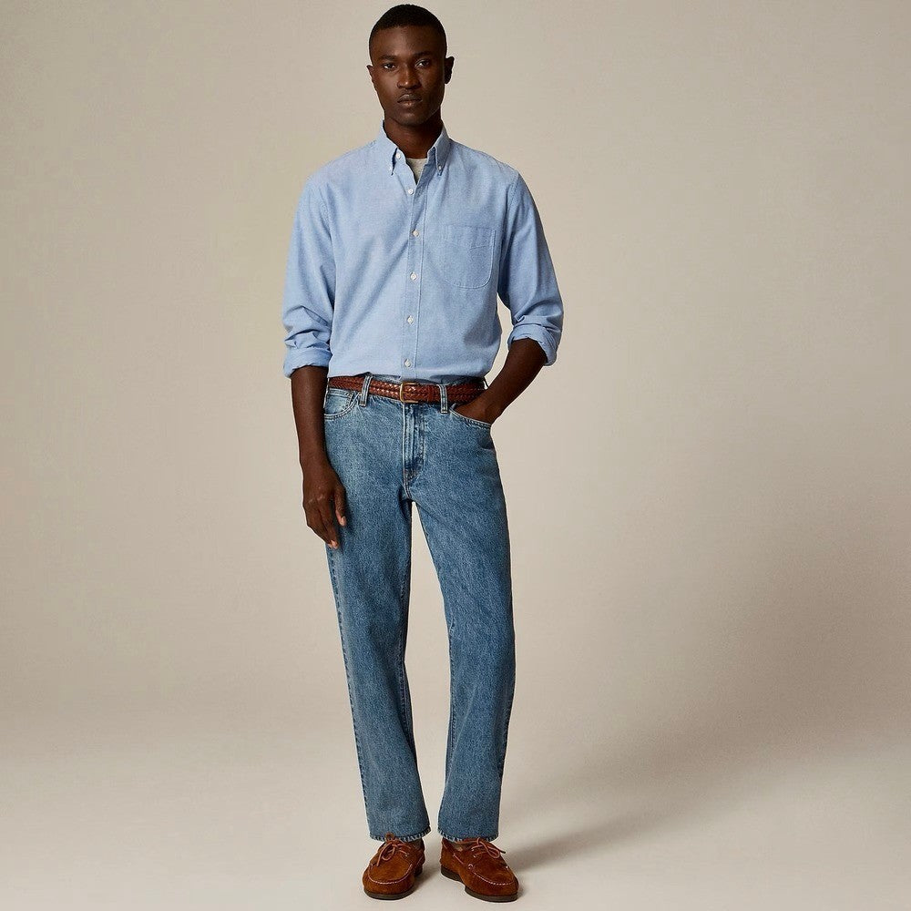 NWT!! J. CREW Broken-In Organic Cotton Oxford Shirt Buttondown Raincoat Blue XS