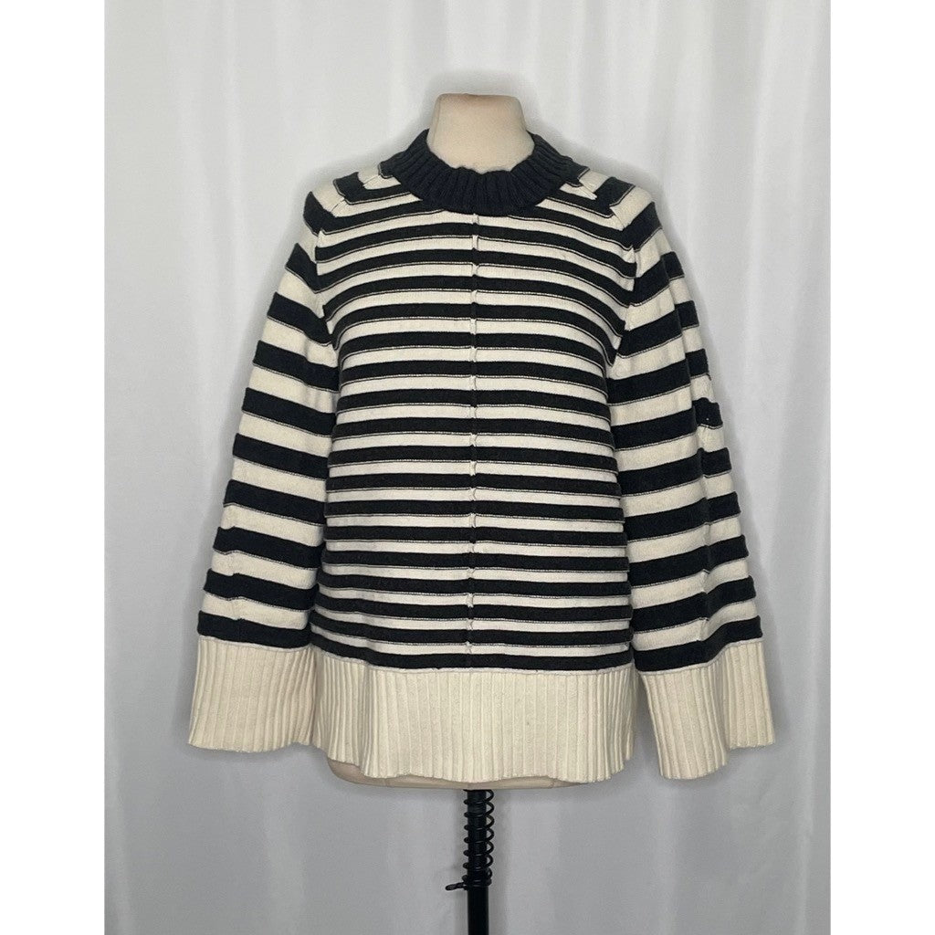 Anthropologie MAEVE The Chandler Crew Neck Relaxed Sweater Striped Gray Medium