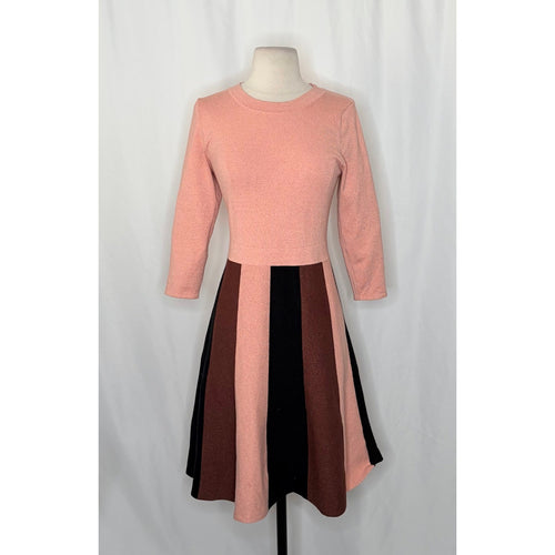 BODEN Rosemary Sparkle Knit Fit N' Flare Dress Pink Chocolate Brown US Size 6
