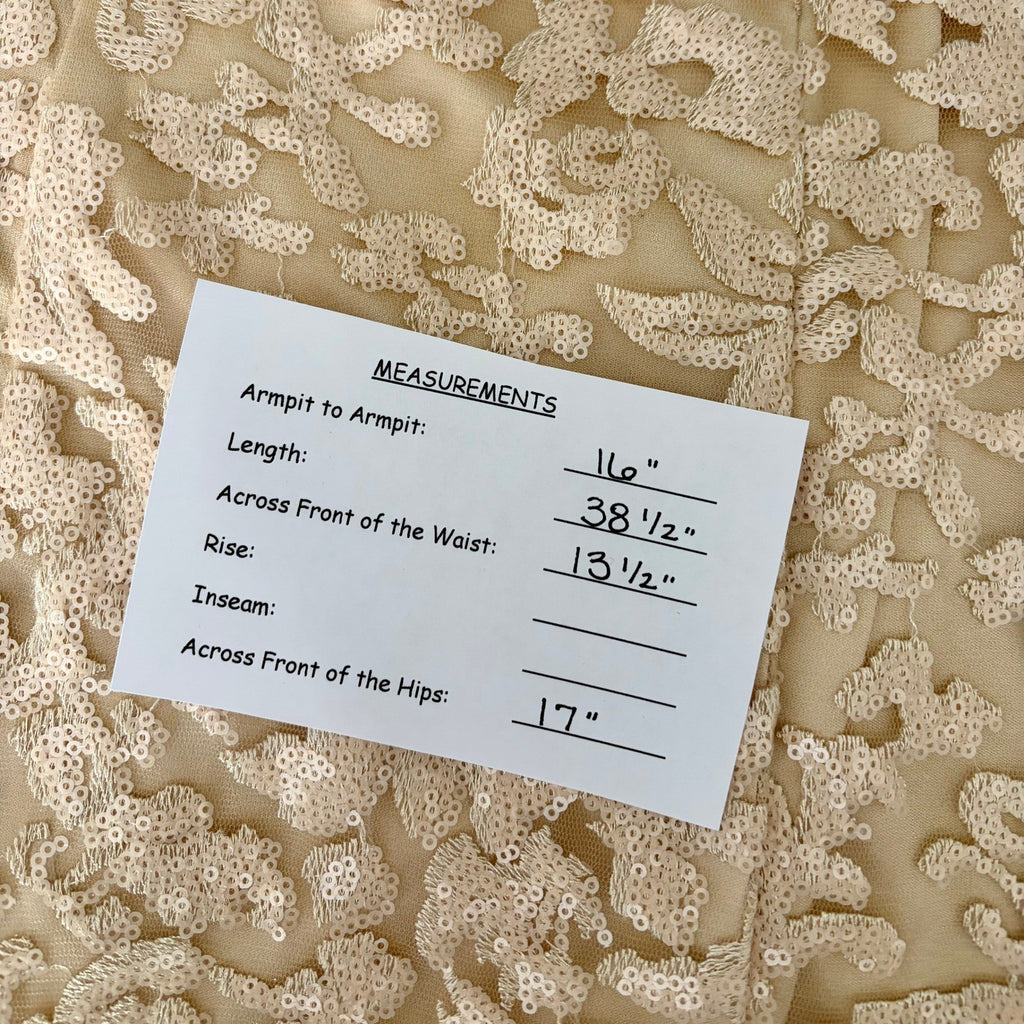 SUE WONG Nocturne Champagne Sequin Sleeveless Party Cocktail Sheath Dress Size 4