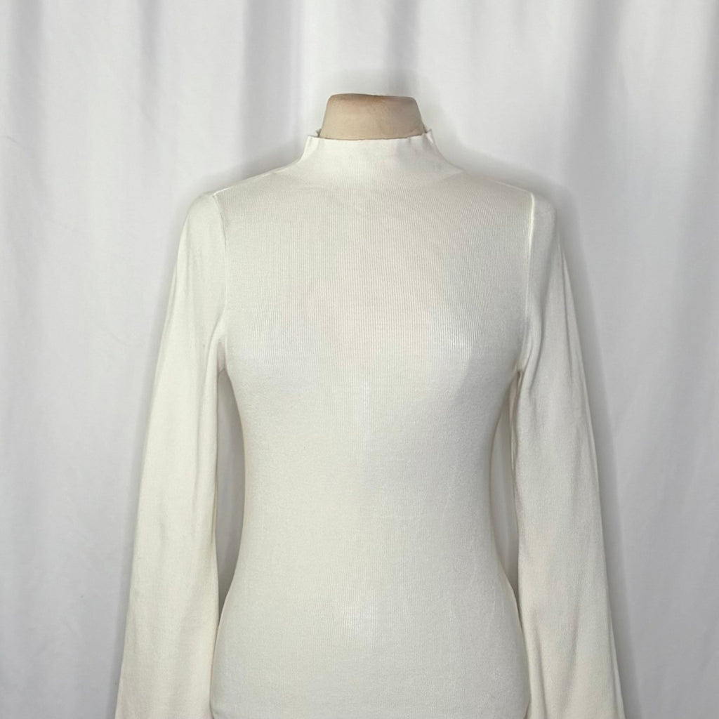 Anthropologie MAEVE Arlowe Bell Sleeve Sweater Ivory Mockneck Mock Neck Medium