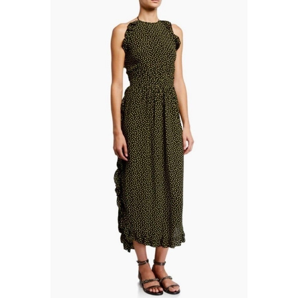 SEE BY CHLOÉ Georgette Silk Halter Neck Ruffled Dress Midi Size 40 / US Size 8
