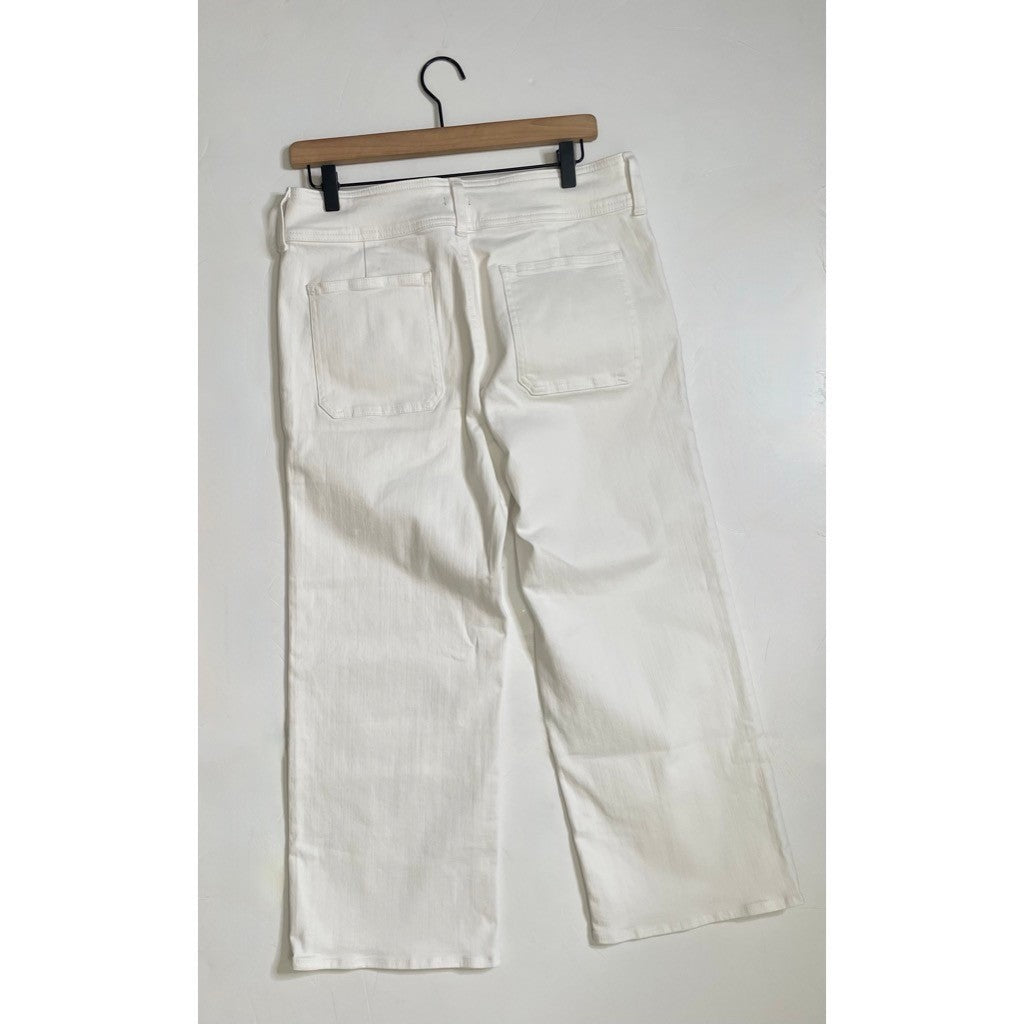NWT!! J. CREW Slim Wide Jeans Stacked Buttons Solid White Size 29 Petite 29P
