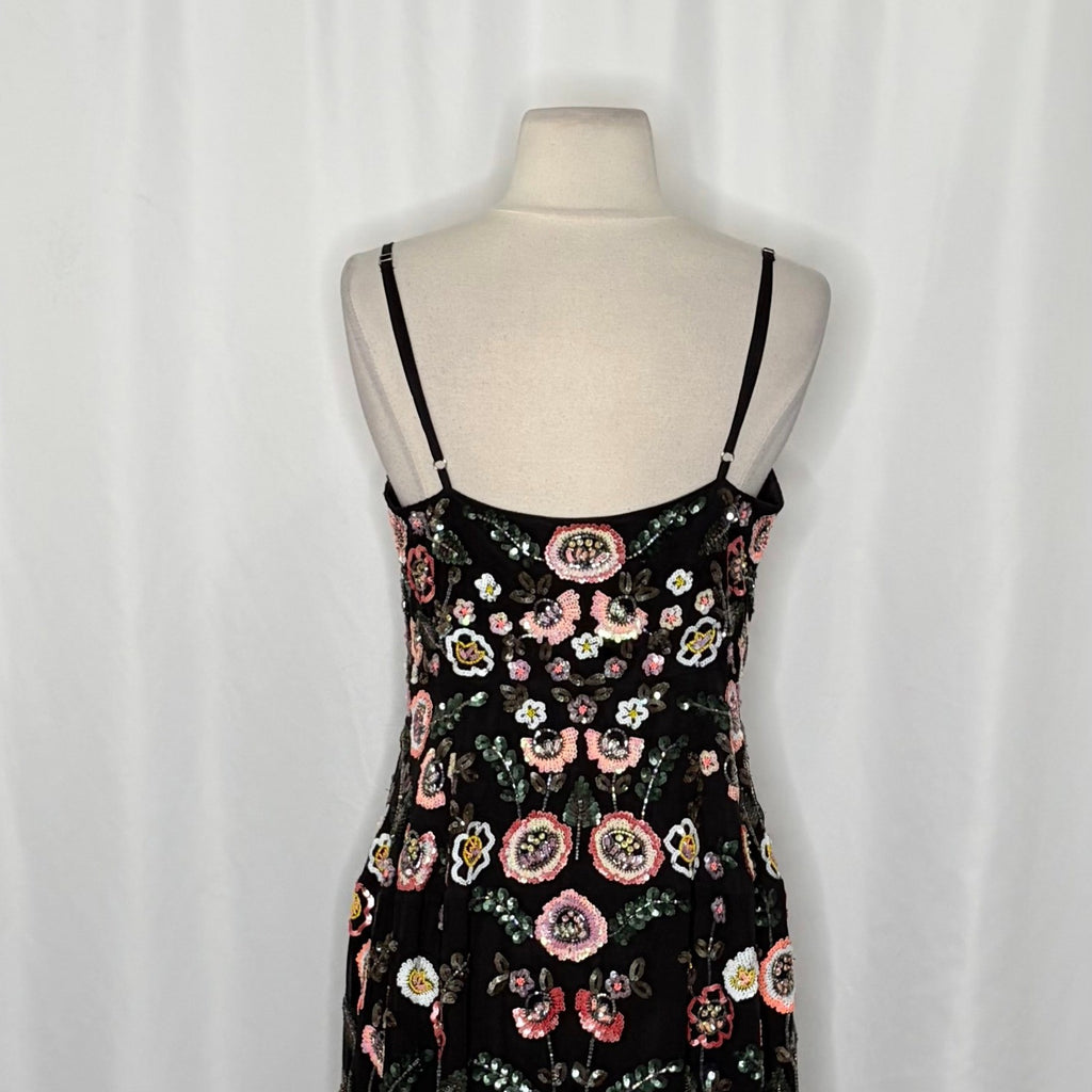 NEEDLE & THREAD Black Sequin Embellished Dress Beaded Party Special Occasion 8