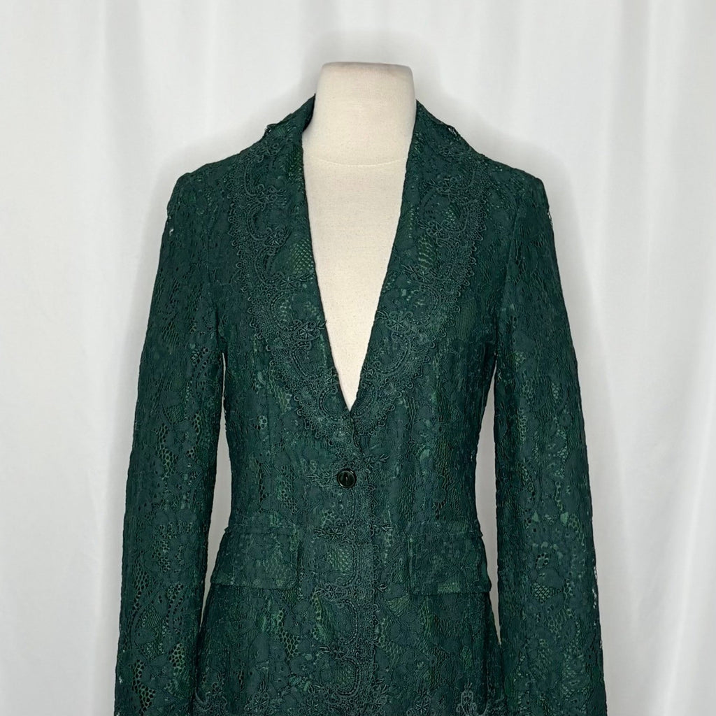 NEW!! SUNDANCE Emerald Green Verde Lace Blazer Jacket Coquette Lacey X-Small