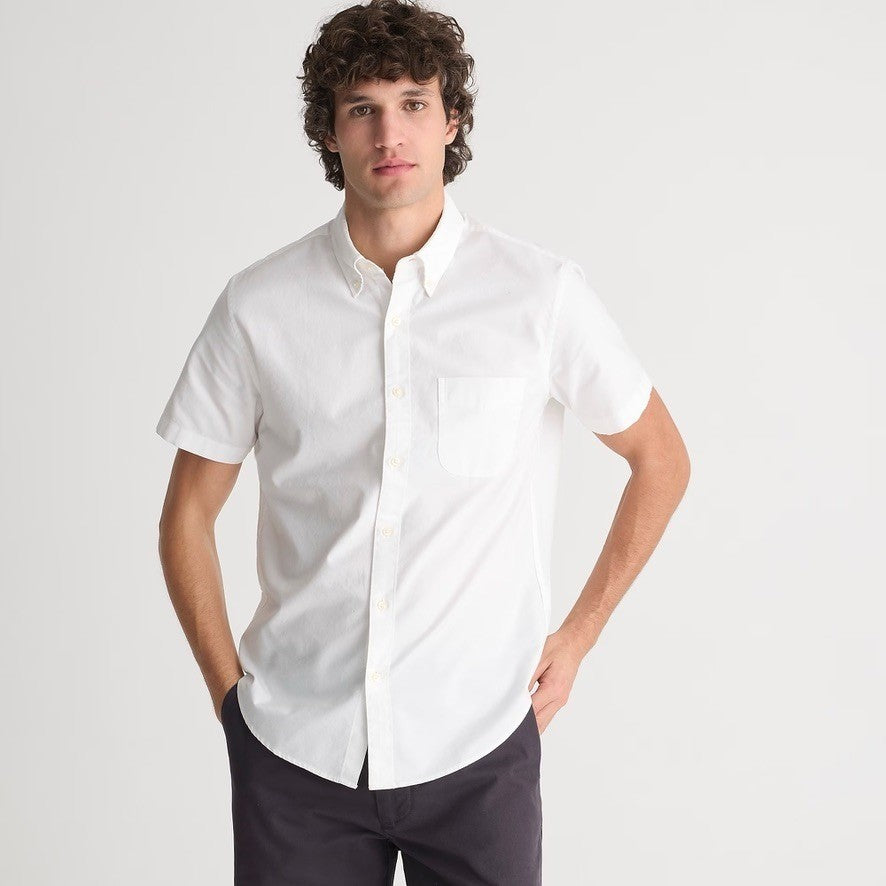 NWT!! Men's J. CREW Short Sleeve Broken-In Organic Cotton Oxford Shirt White S
