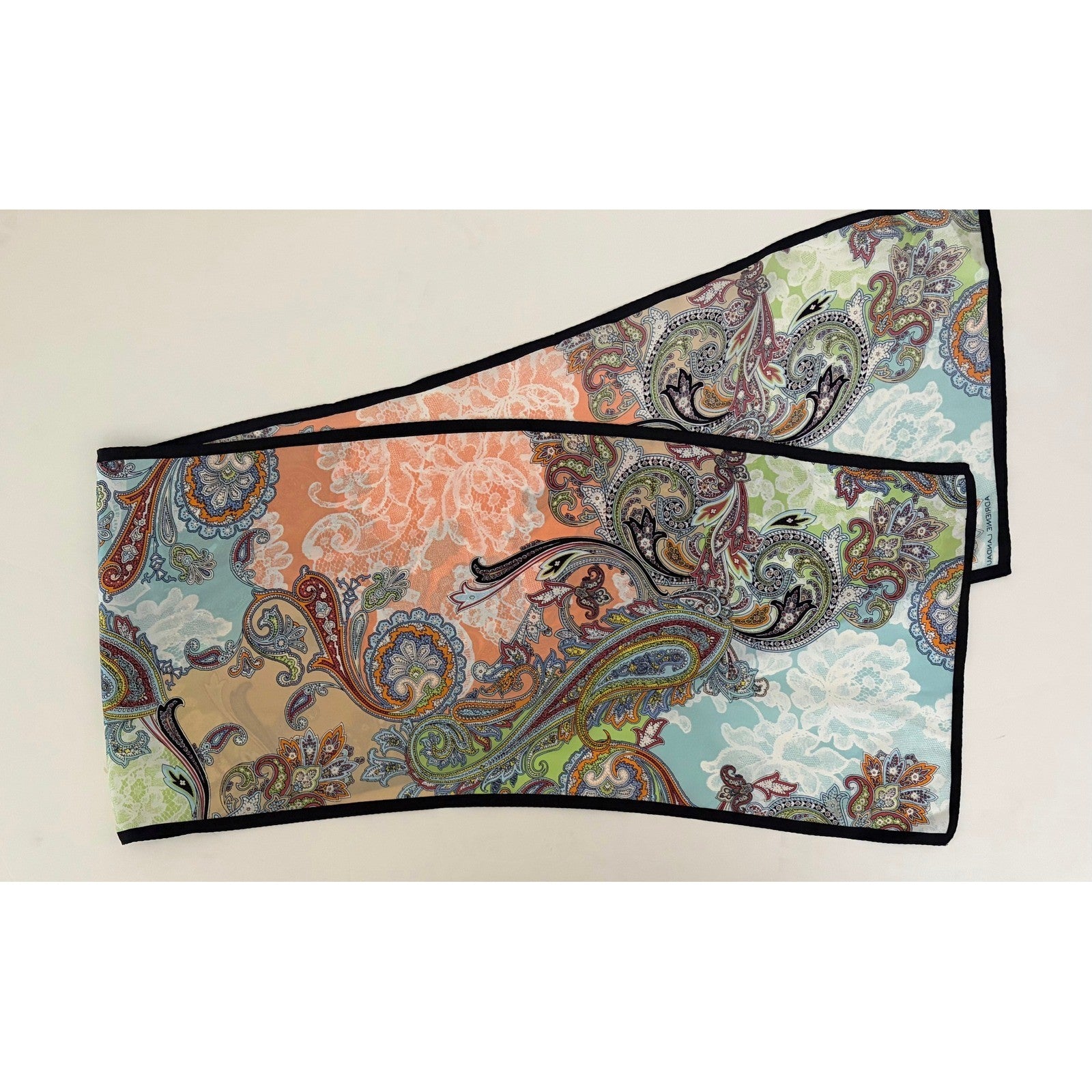 Vintage ADRIENNE LANDAU Silky Paisley Rectangular Scarf Colorful Accessory